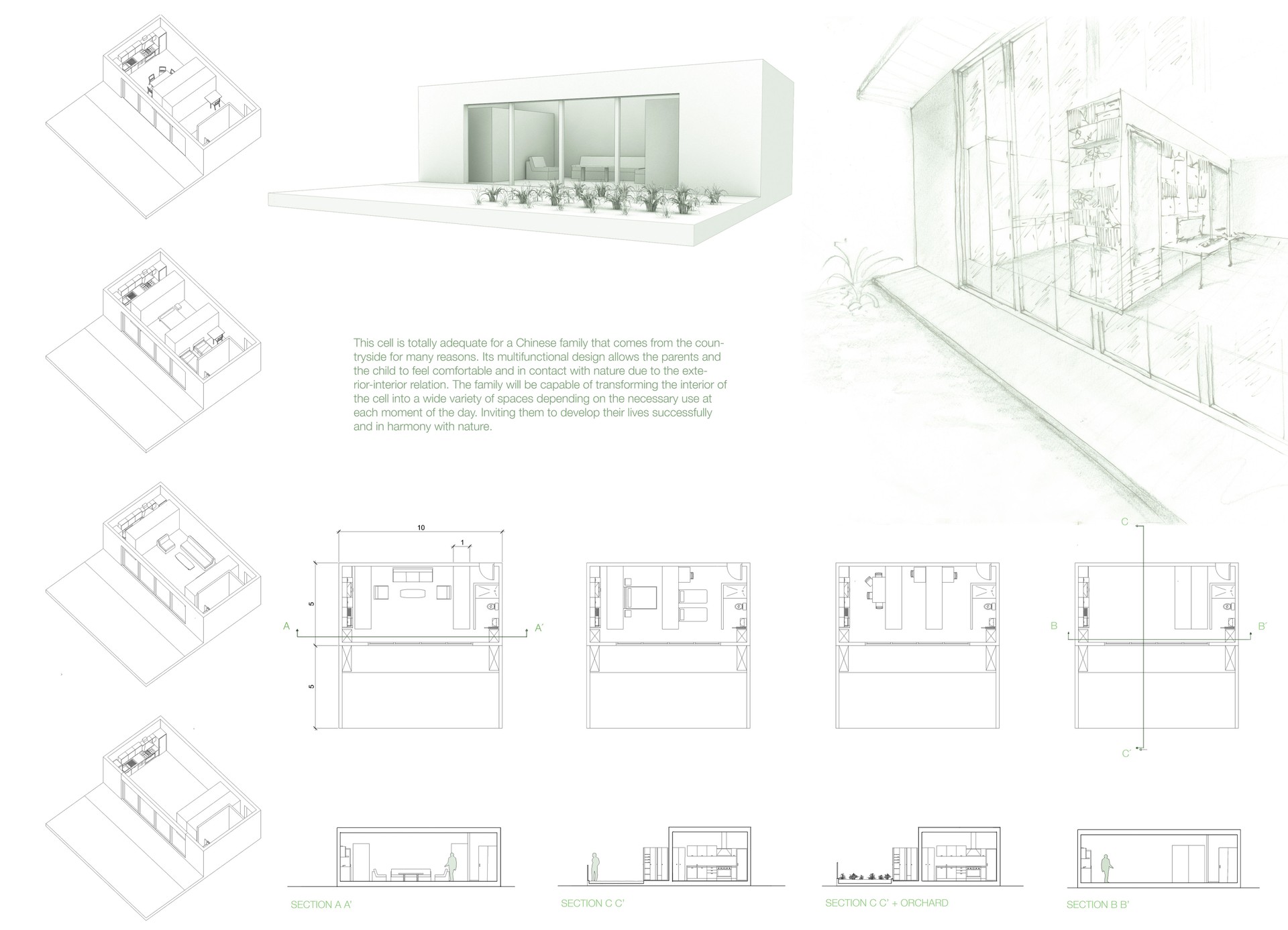 Modern Architectural Design Plans and Sketches and Layout Drawings of Small Apartment House